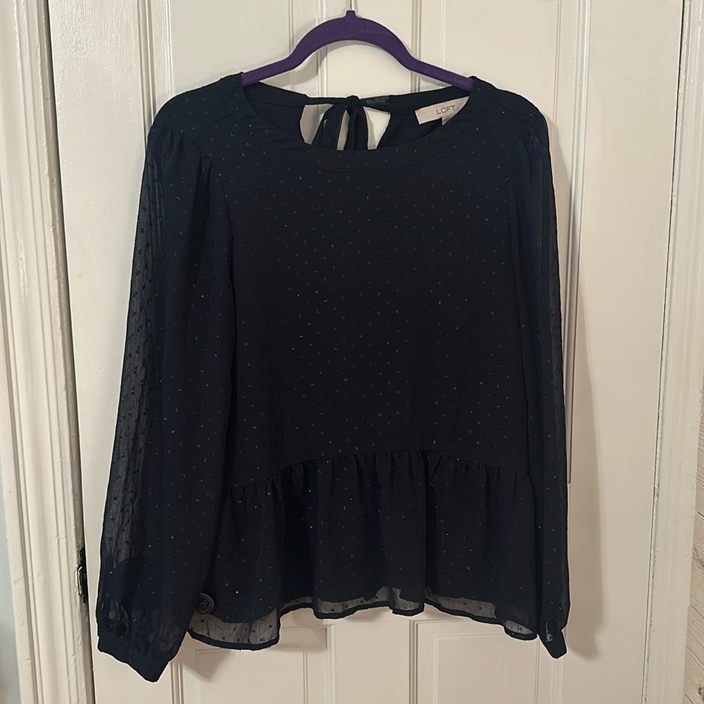 Loft Blue Peplum Top